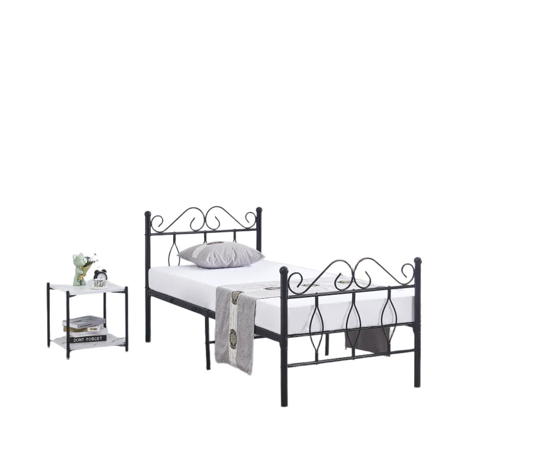 Lit 1 Place JULIE 90X190CM Sommier Inclus #couleur_noir