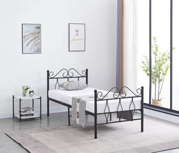 Lit 1 Place JULIE 90X190CM Sommier Inclus #couleur_noir