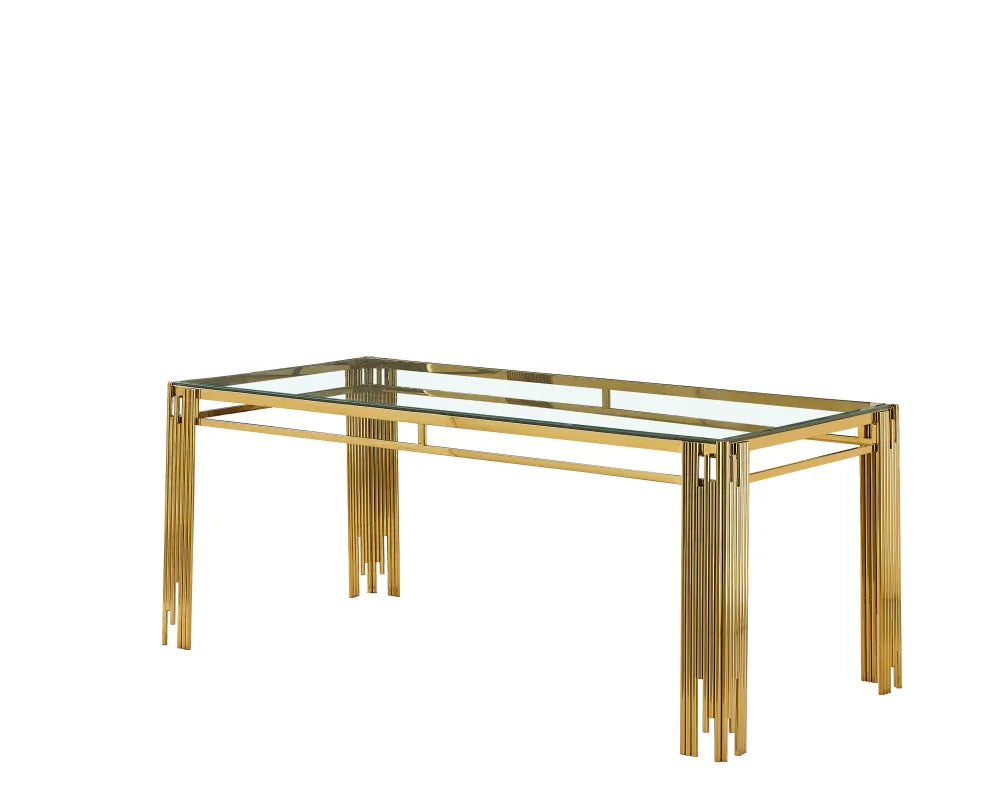Table à manger FLUTE Gold Plateau en verre #couleur_transparent