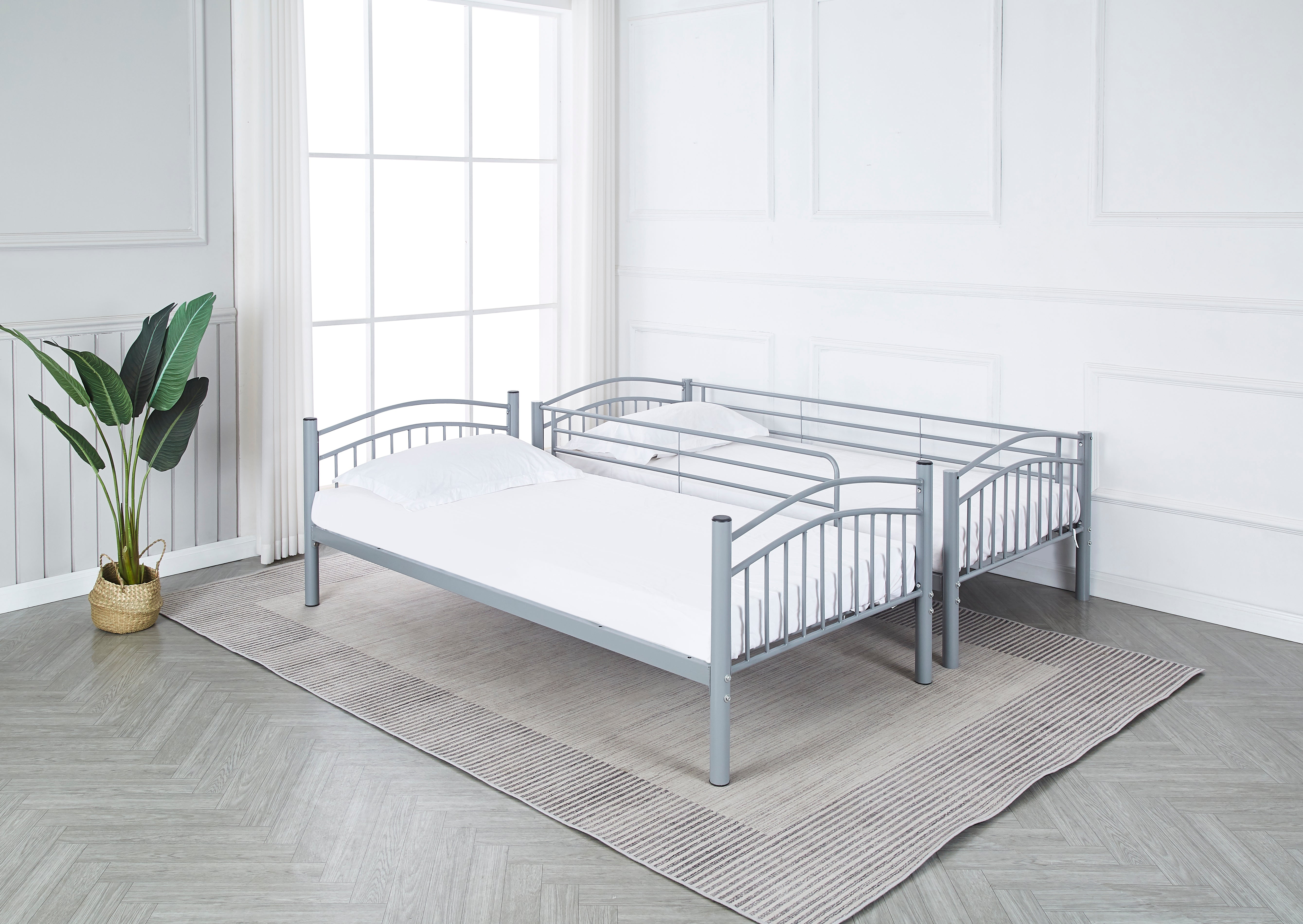 Lit superposé séparable métal gris 2x90x190 cm ALICE