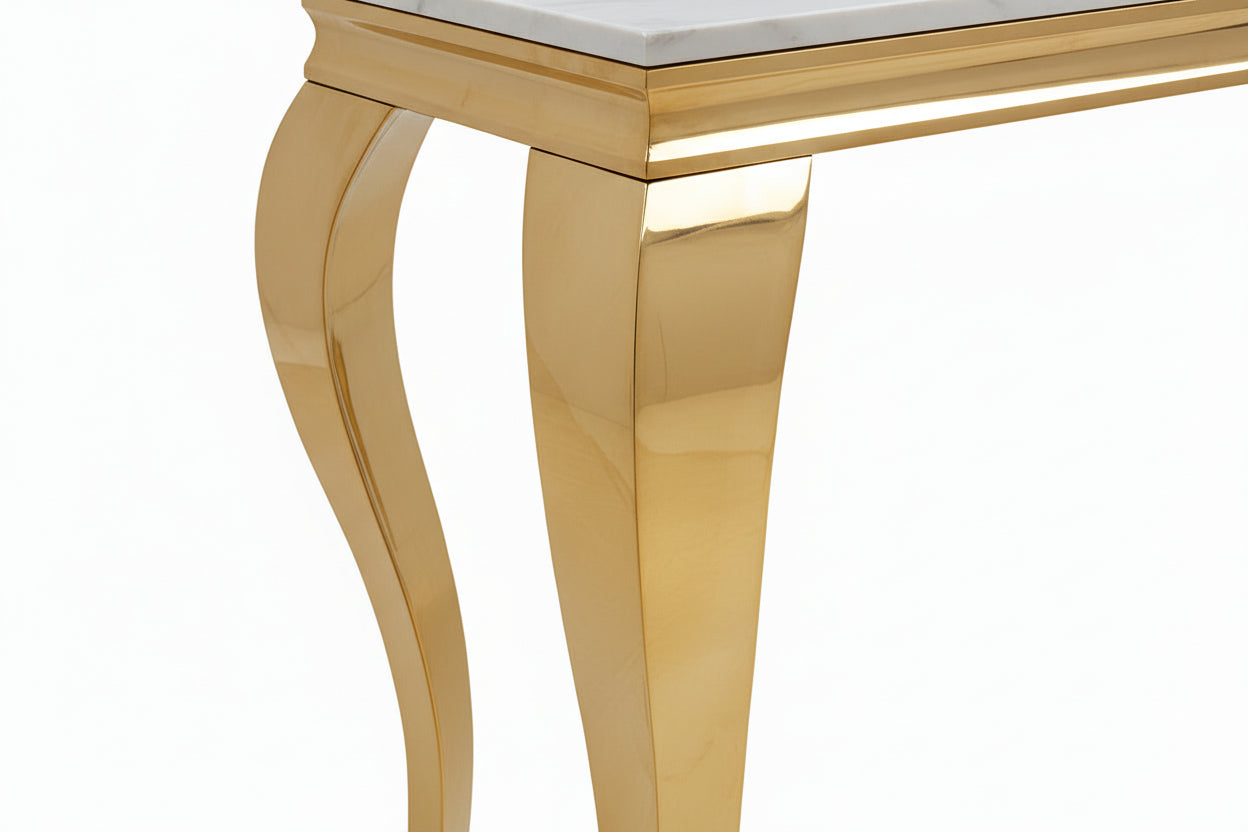 Console gold verre marbré blanc 110x50x85 cm BAROQUE
