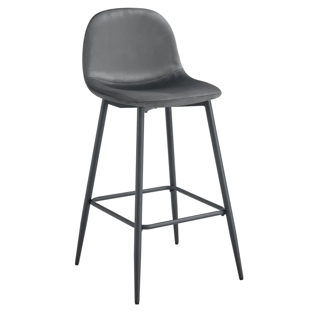 Lot de 2 tabourets de bar SCANDINAVE métal noir velours #couleur_anthracite