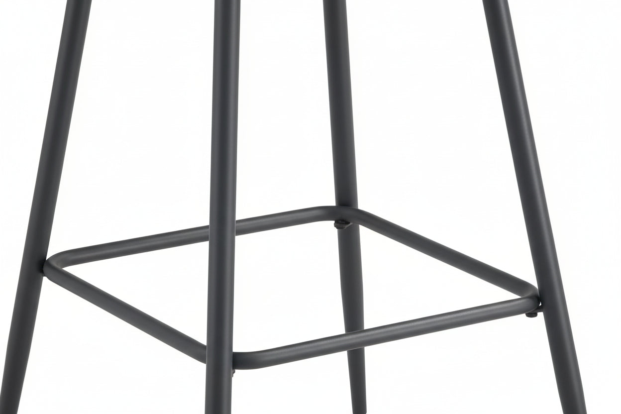 Lot 2 Tabourets de Bar Scandinave Velours Anthracite Pieds Métal Noir