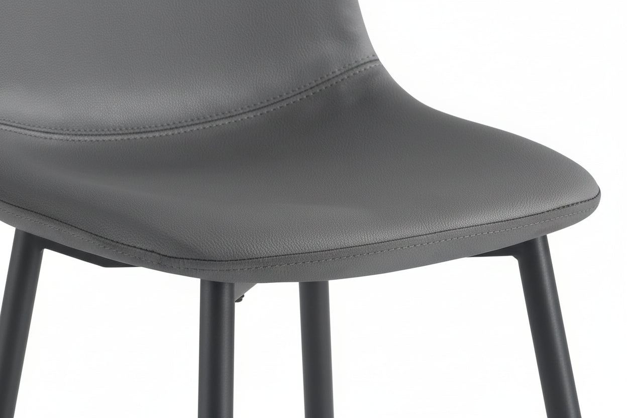 Lot 2 Tabourets de Bar Scandinave Velours Anthracite Pieds Métal Noir