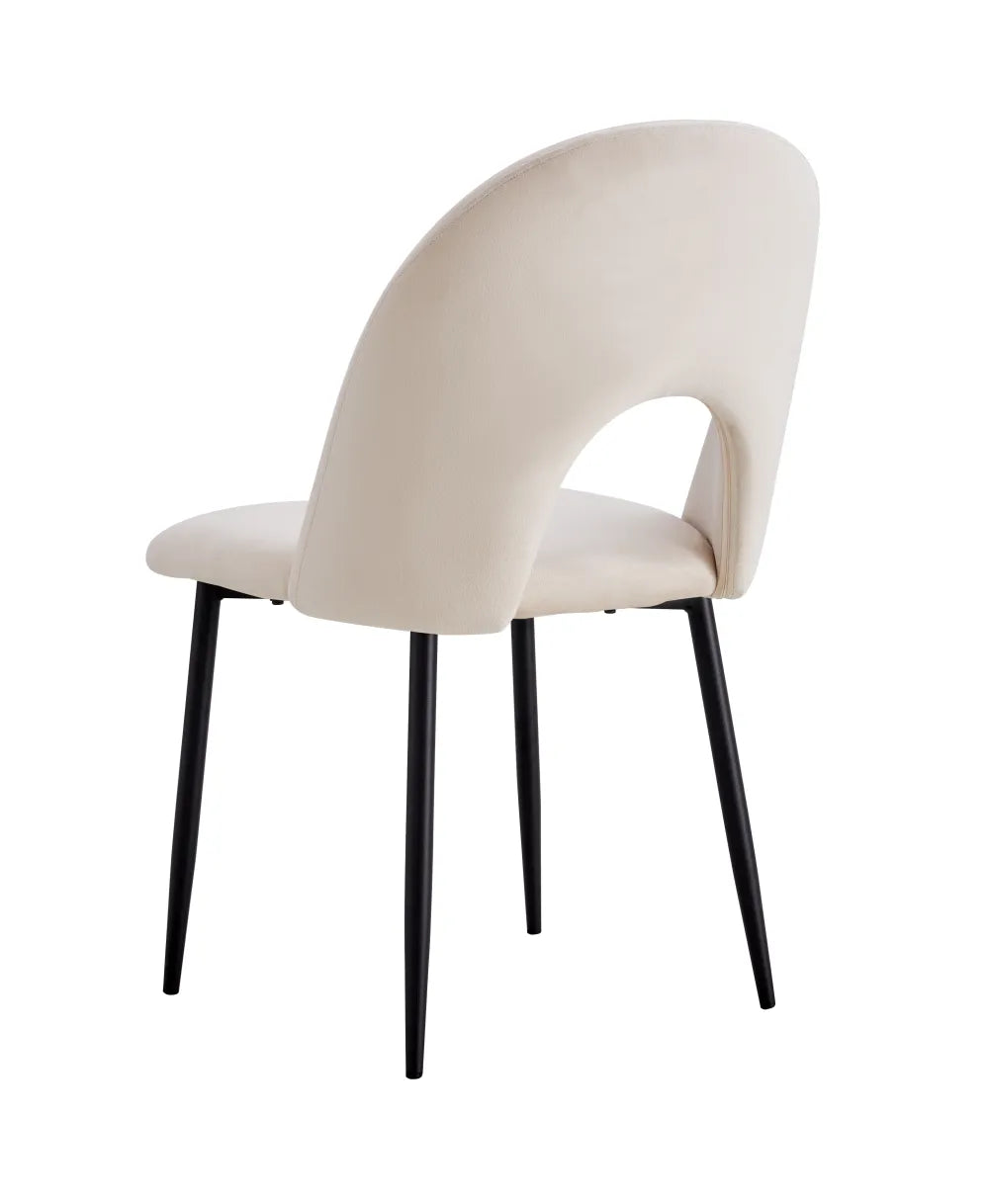 Lot de chaises TEDDY métal noir velours #couleur_beige