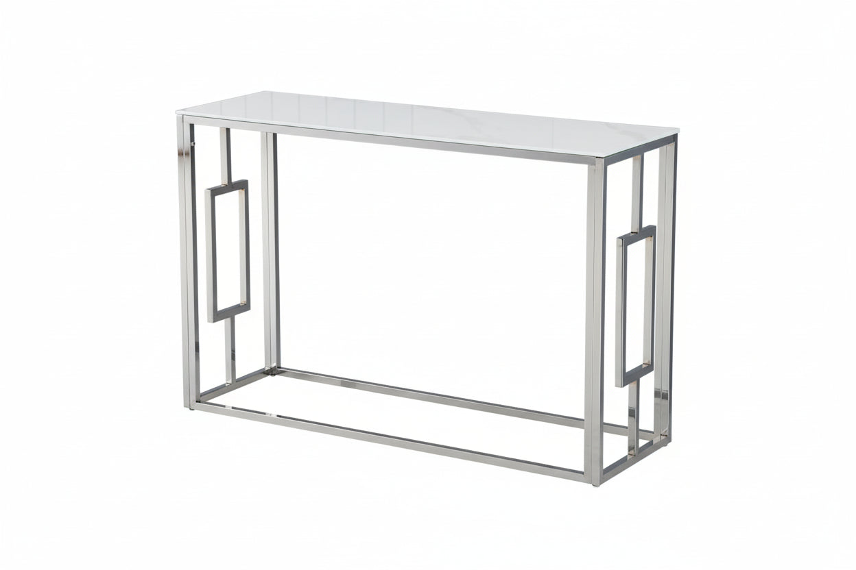 Console Chrome Marbré Blanc 120x40x78 cm SOPHIE