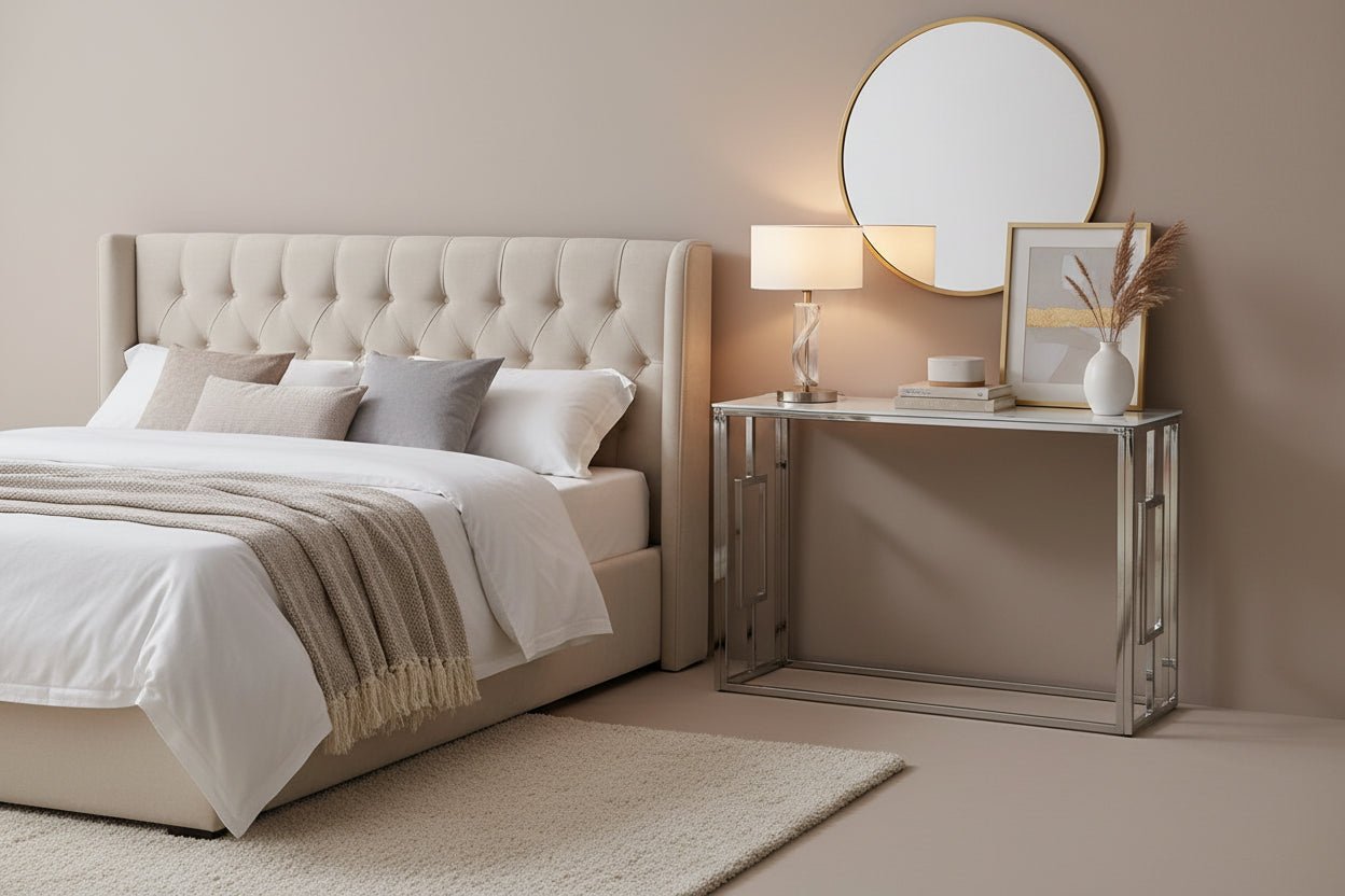 Console Chrome Marbré Blanc 120x40x78 cm SOPHIE