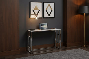 Console Chrome Marbré Blanc 120x40x78 cm SOPHIE