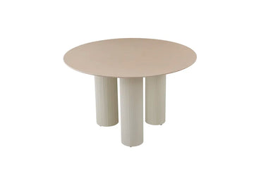 Table repas ANAIS pieds beige plateau céramique 120 cm #couleur_beige