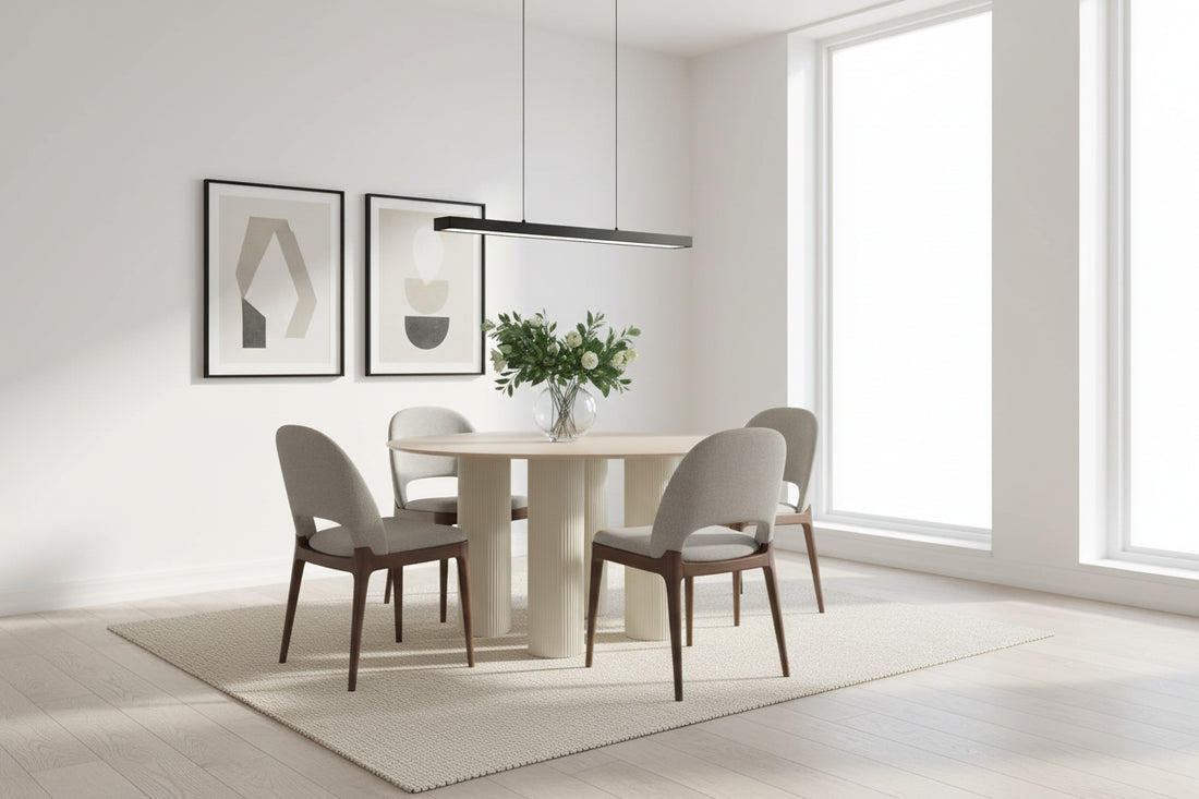 Table repas ANAIS pieds beige plateau céramique 120 cm #couleur_beige