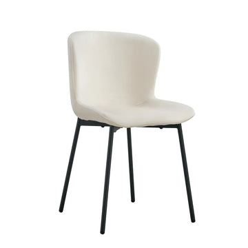 Lot 4 Chaises Salle à Manger Elen Velours Écru Pieds Métal Noir
