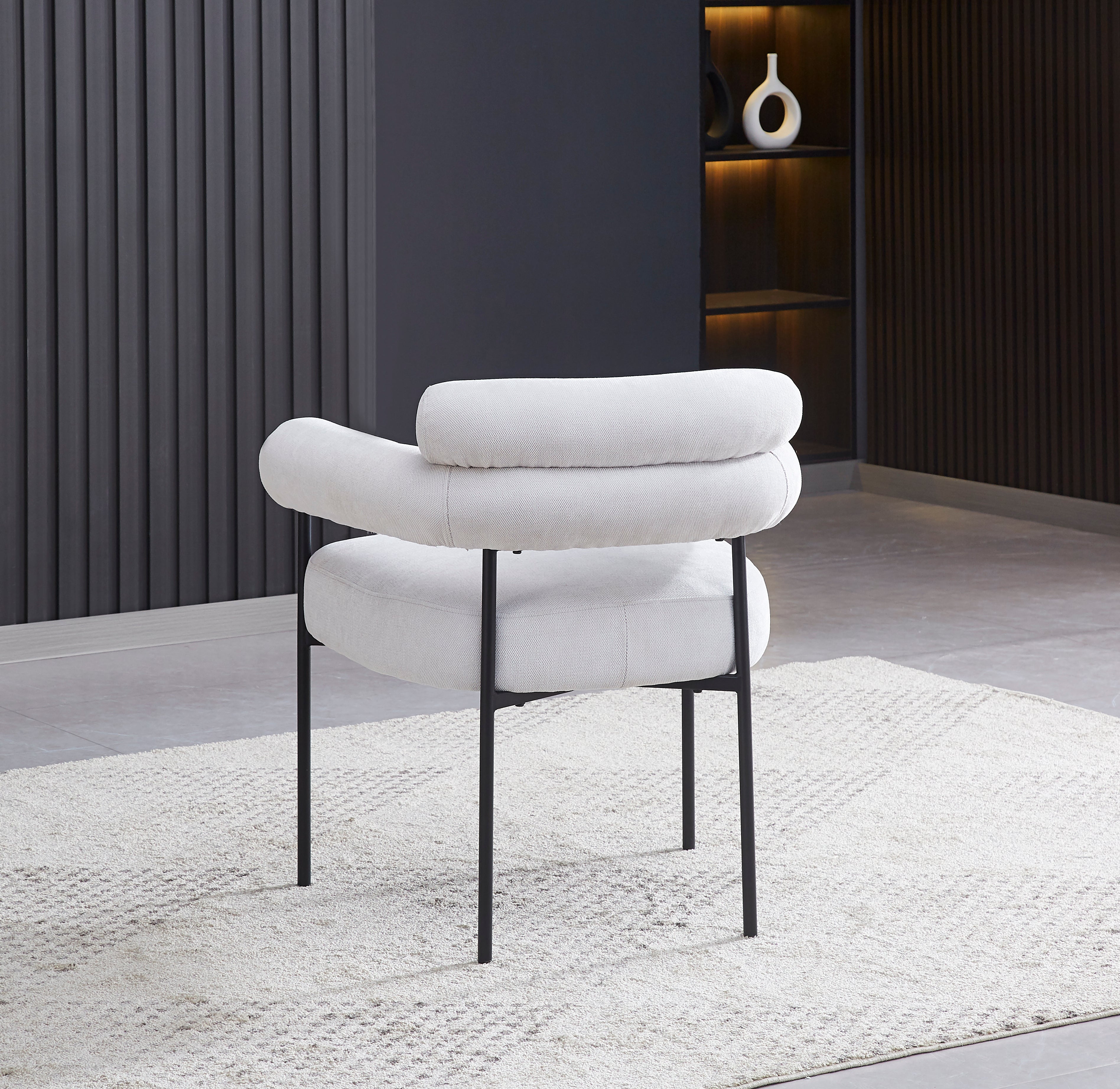 Lot 2 Chaises Salle à Manger Serge Gris Avec Accoudoirs 72x60x77cm Métal Noir