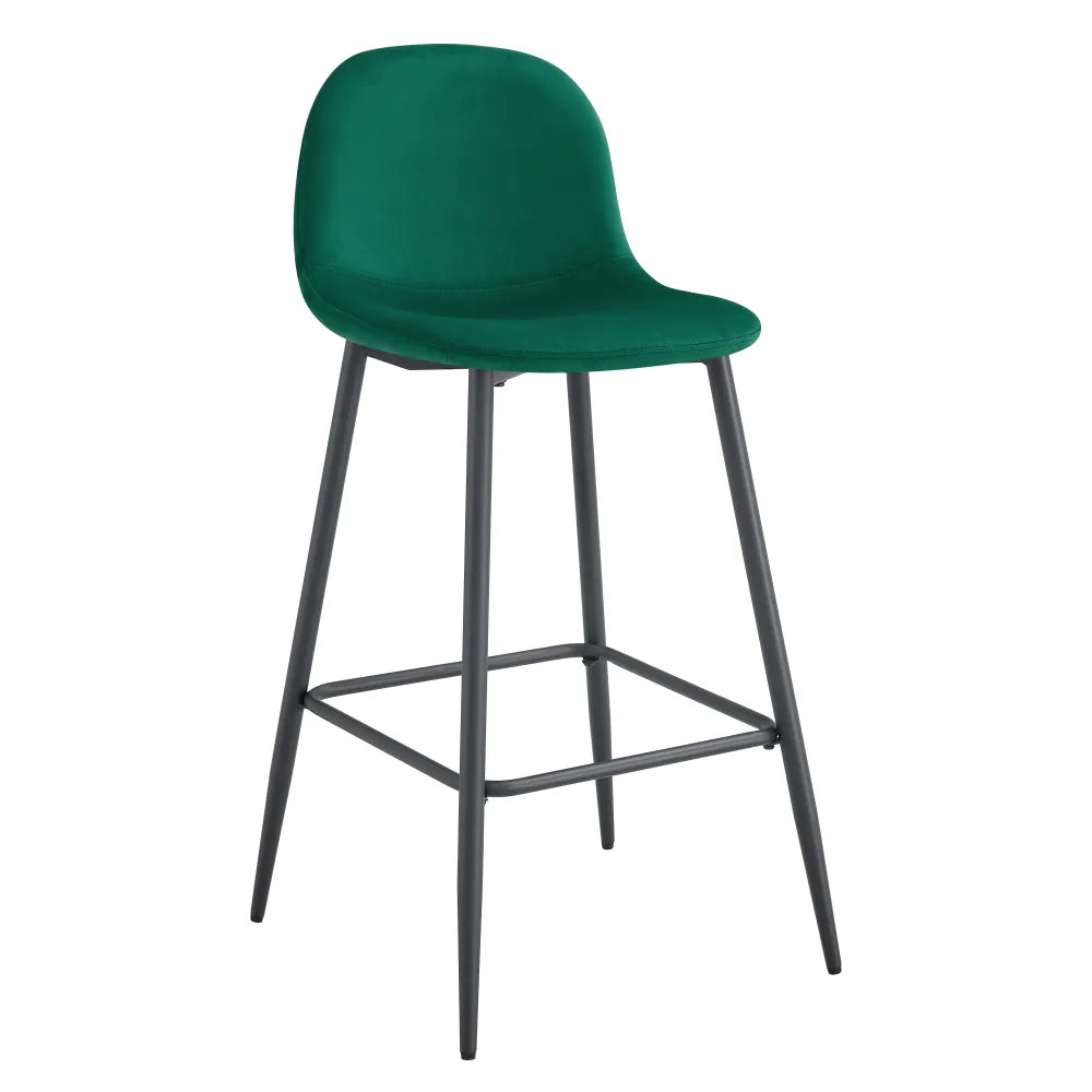 Lot de 2 tabourets de bar SCANDINAVE métal noir velours #couleur_vert