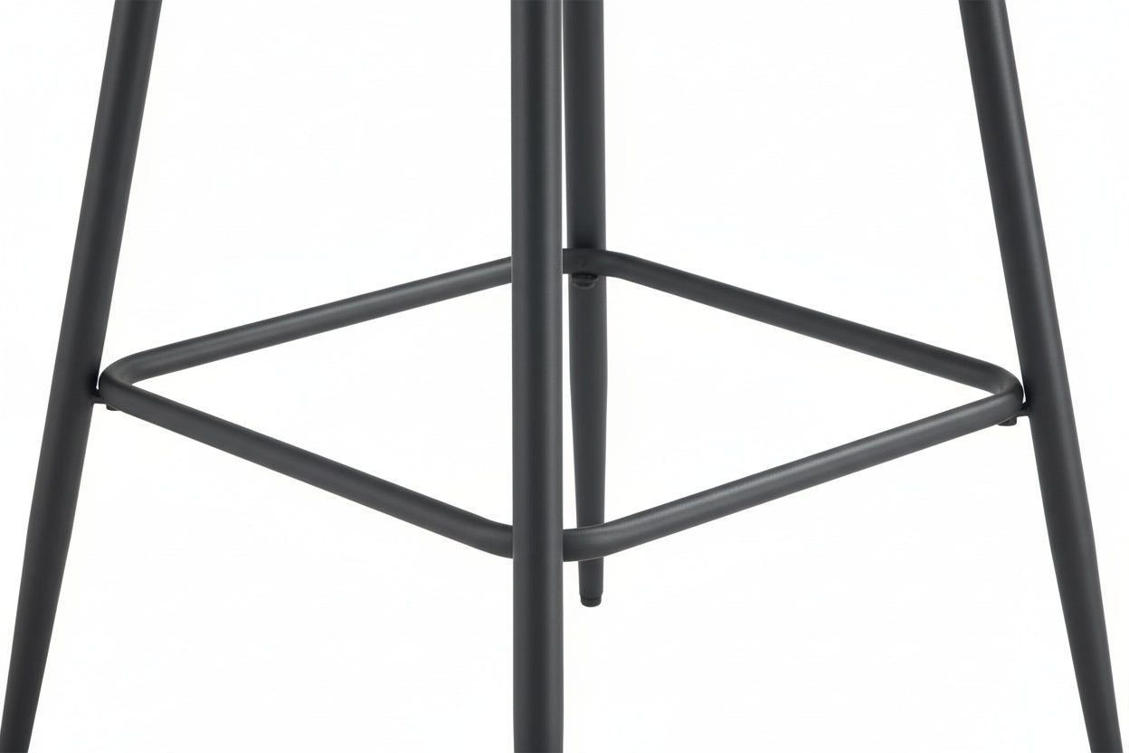 Lot 2 Tabourets de Bar Scandinave Velours Vert Pieds Métal Noir