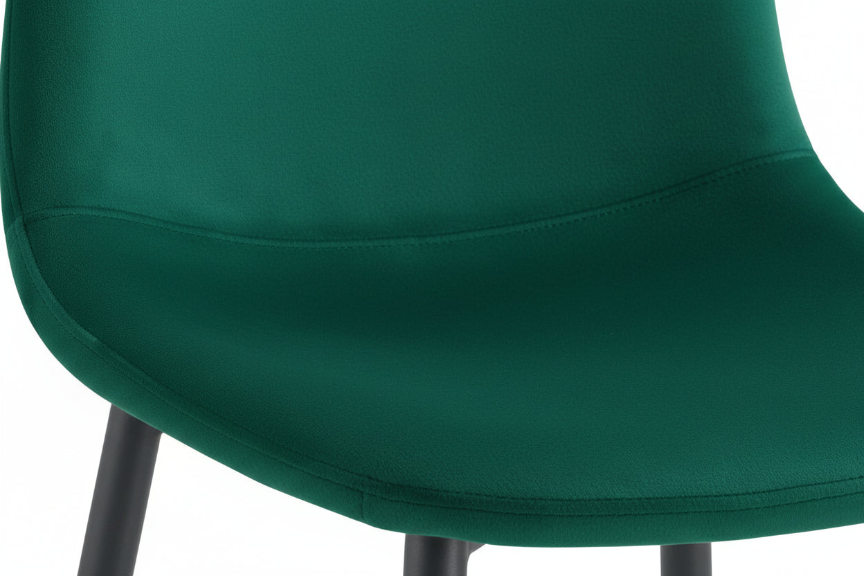 Lot 2 Tabourets de Bar Scandinave Velours Vert Pieds Métal Noir