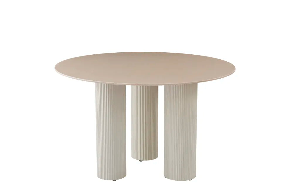 Table repas ANAIS pieds beige plateau céramique 120 cm #couleur_beige