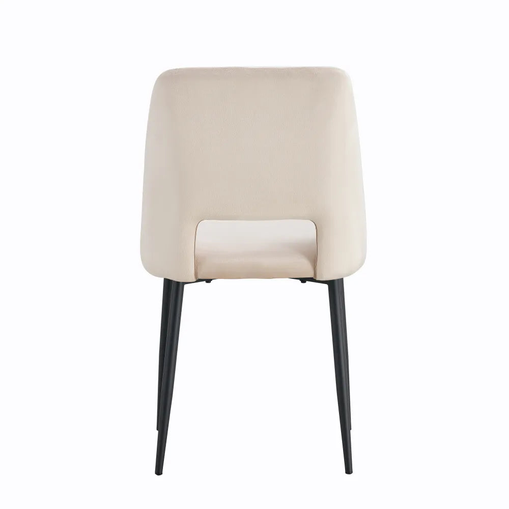 Lot de chaises AVA Métal noir Velours #couleur_beige