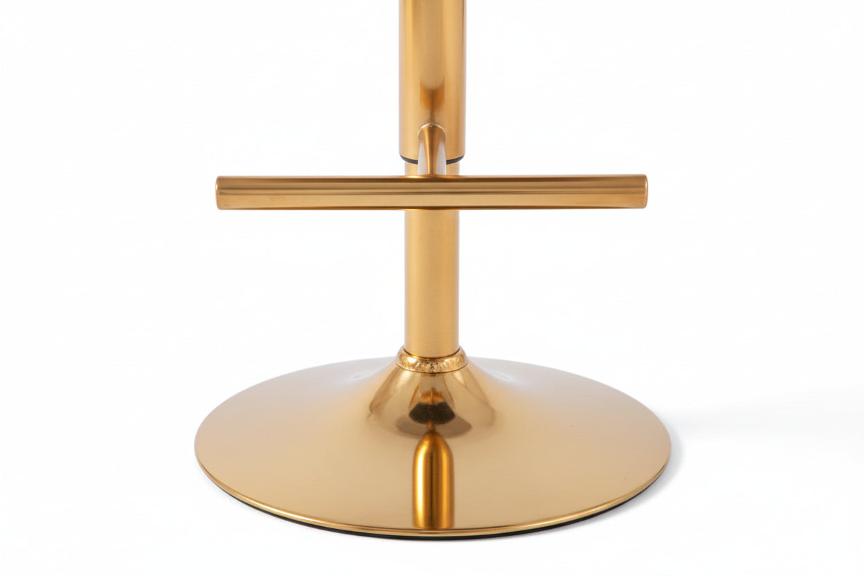 Lot de 2 tabourets de bar velours gris pieds métal gold 65 cm - GABRIELLE