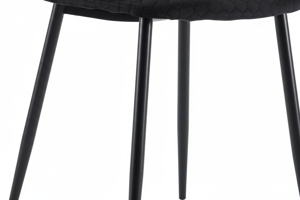 Lot 4 Chaises Salle à Manger Scandinave Alvéole Velours Noir Pieds Métal Noir