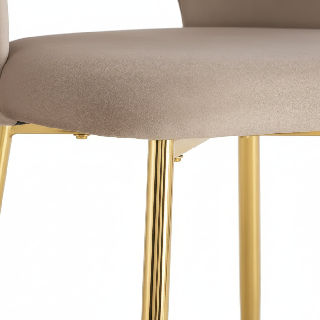 Lot 4 Chaises Salle à Manger Velours Taupe Pieds Gold Design Moderne – AVA