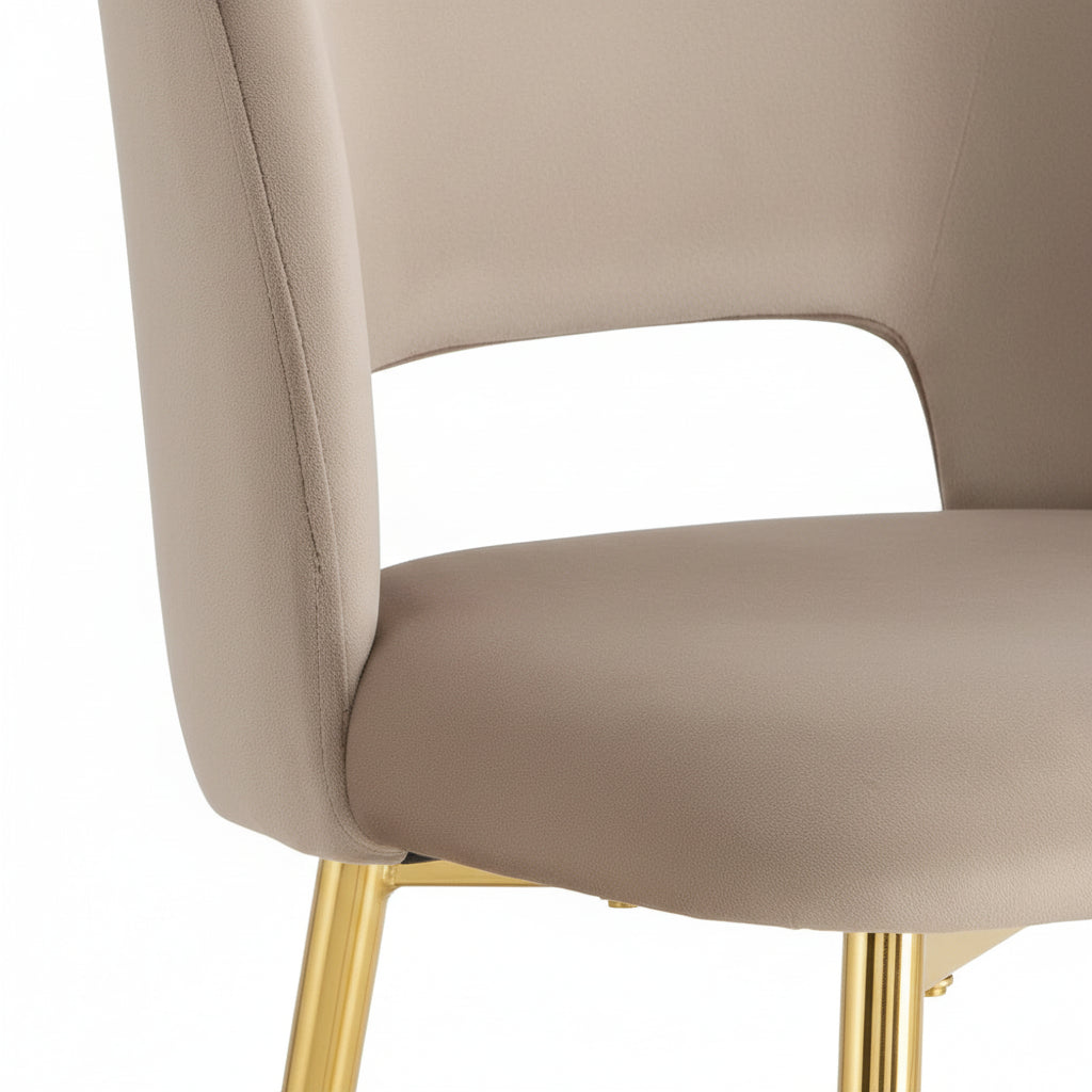 Lot 4 Chaises Salle à Manger Velours Taupe Pieds Gold Design Moderne – AVA