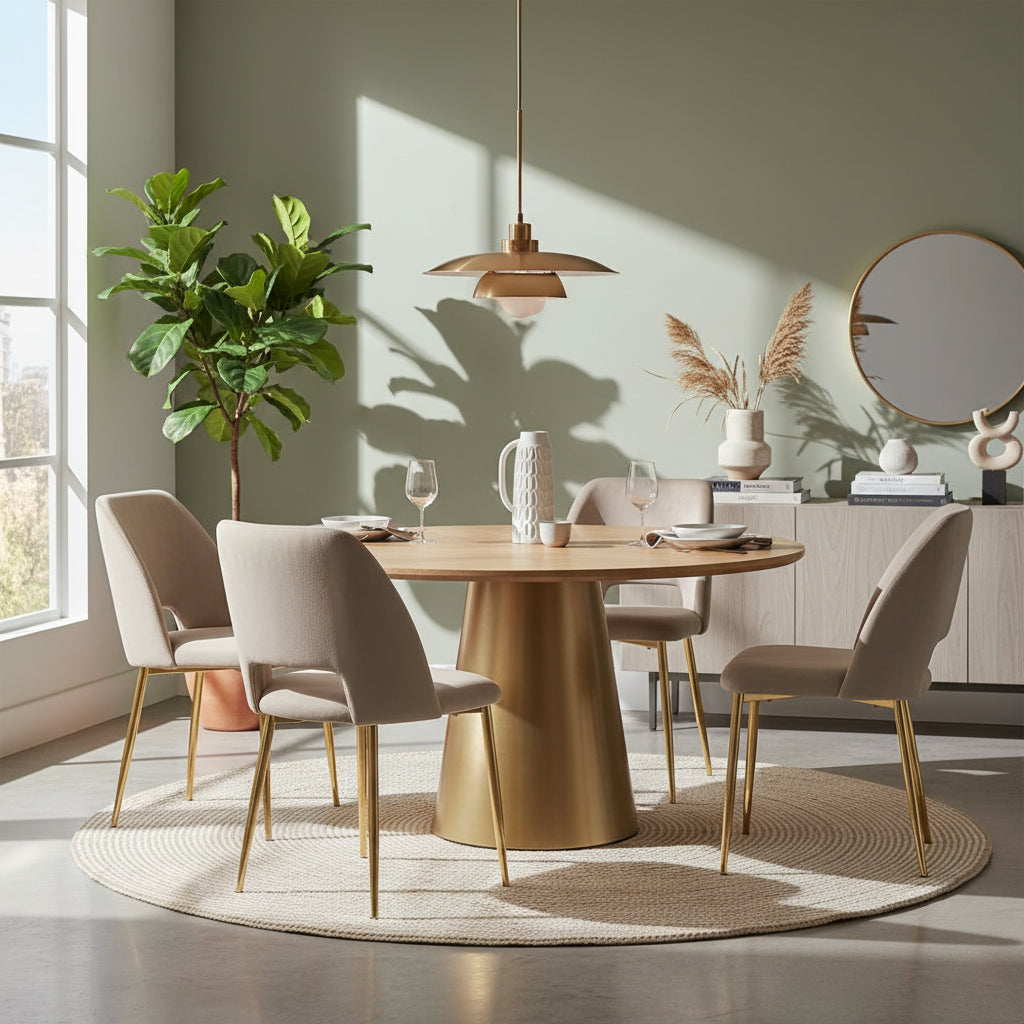 Lot de 4 chaises AVA Gold en Velours Taupe