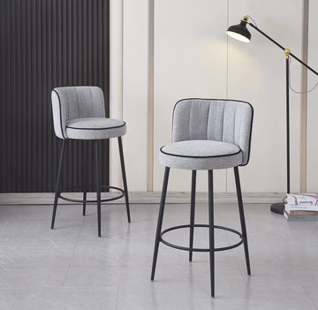 Lot de 2 tabourets de bar CATHY pied métal noir#couleur_gris