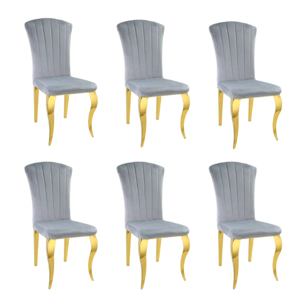 Lot de 6 Chaises baroque LOUIS Gold Velours Gris