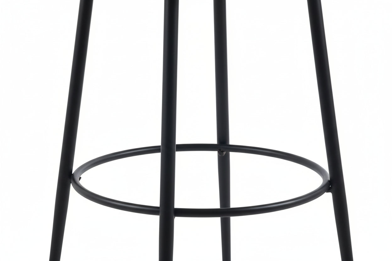 Lot de 2 tabourets de bar tissu écru pieds métal noir H74 cm CATHY
