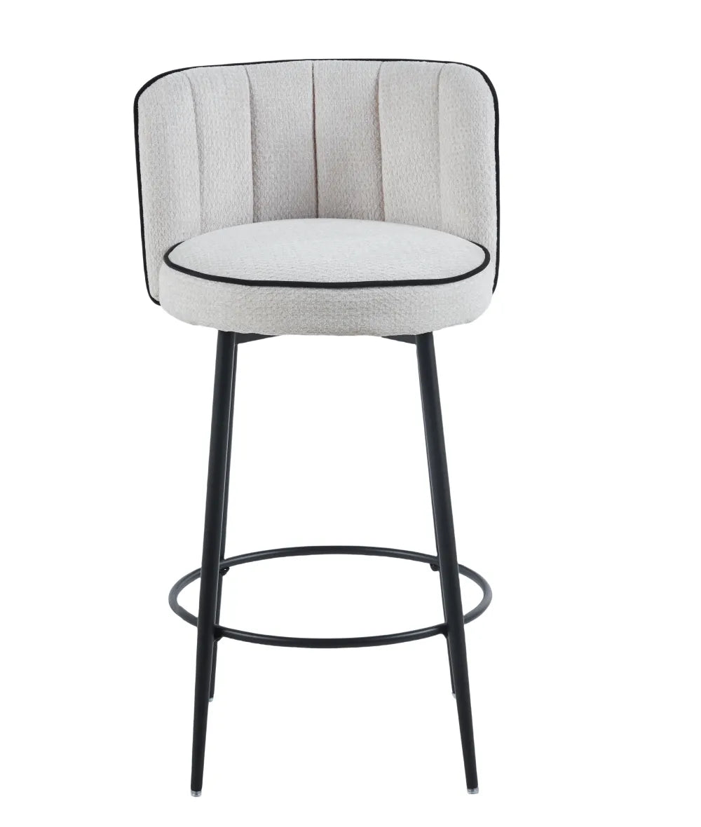 Lot de 2 tabourets de bar CATHY pied métal noir#couleur_écru