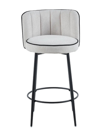 Lot de 2 tabourets de bar CATHY pied métal noir#couleur_écru