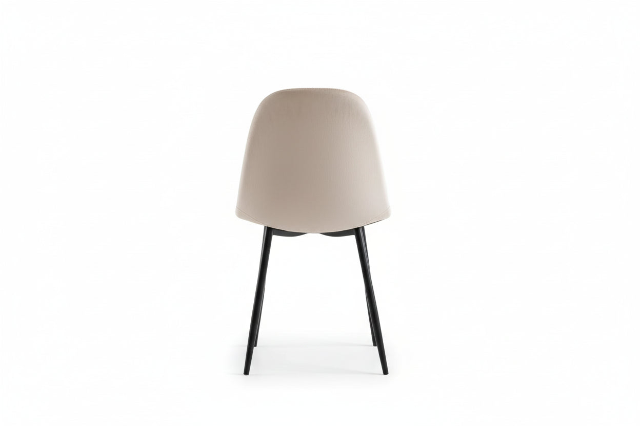 Lot de 4 Chaises scandinaves velours beige métal noir 43,5x40x87cm
