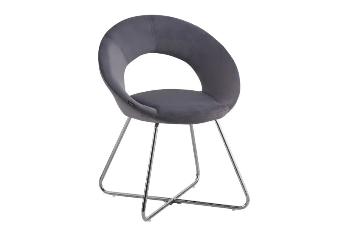 Lot de 4 Chaises BUBBLE Chrome velours - Gris