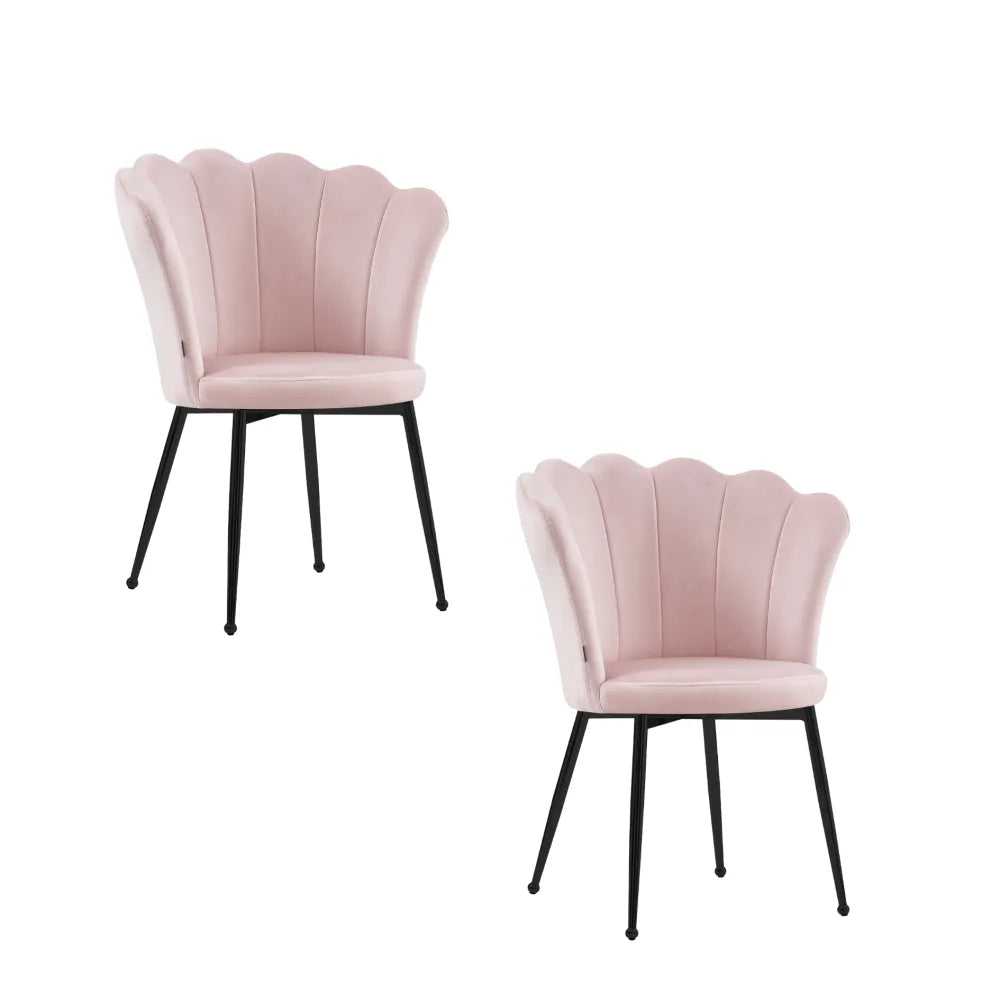 Lot de 2 chaises NYMPHEA pieds métal noir assise Velours #couleur_rose