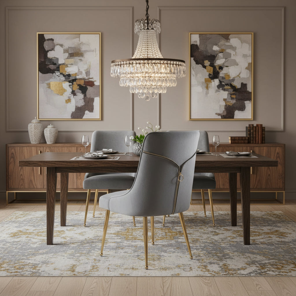 Lot de 2 chaises luxury ZIP en velours pieds Gold - Anthracite