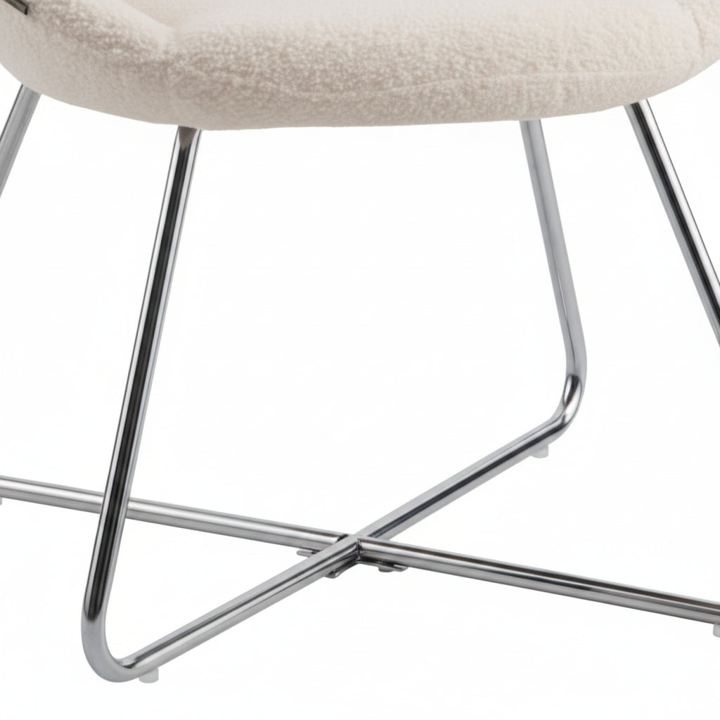 Lot de 4 Chaises BUBBLE Chrome velours - Blanc doudou