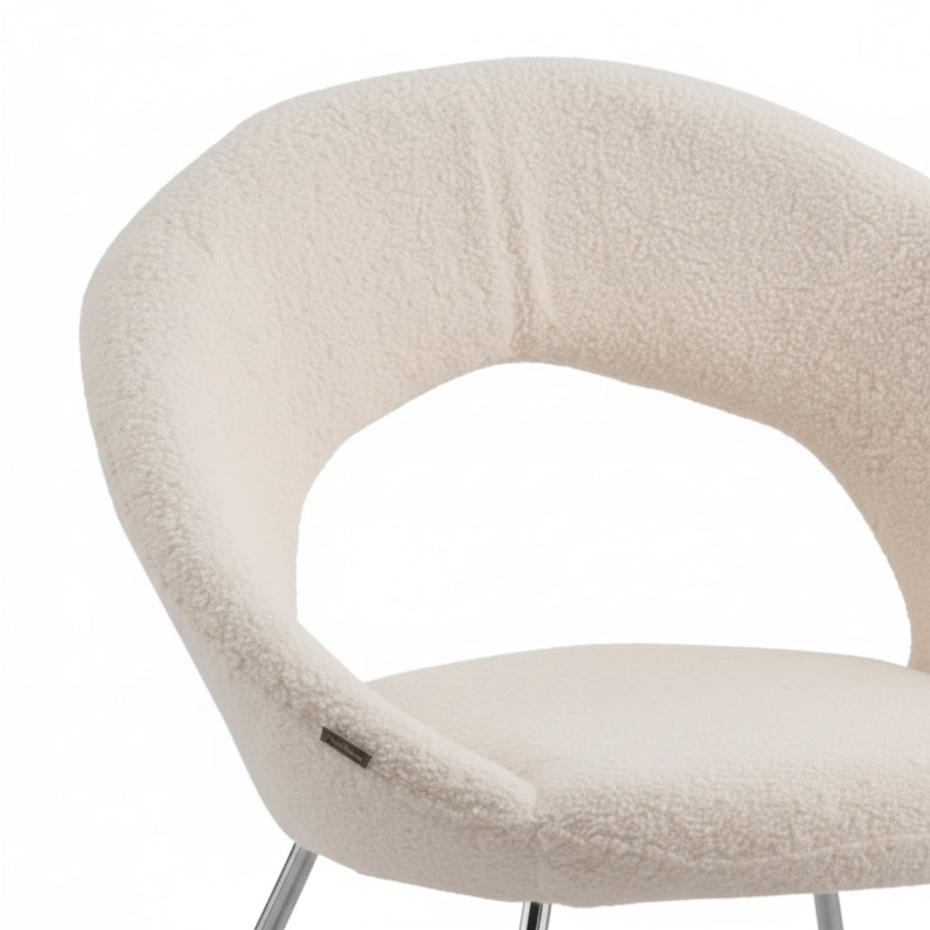 Lot de 4 Chaises BUBBLE Chrome velours - Blanc doudou