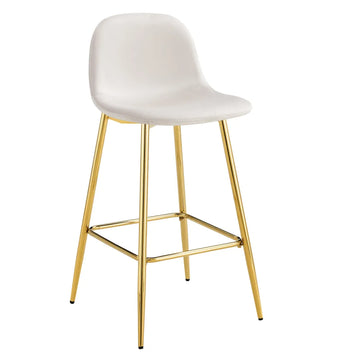 Lot de 2 tabourets de bar SCANDINAVE pied gold velours #couleur_beige