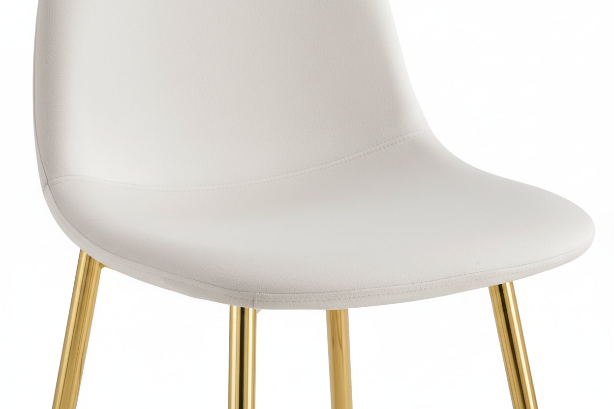 Lot 2 Tabourets de Bar Scandinave Velours Beige Pieds Gold 47,5x43x100cm