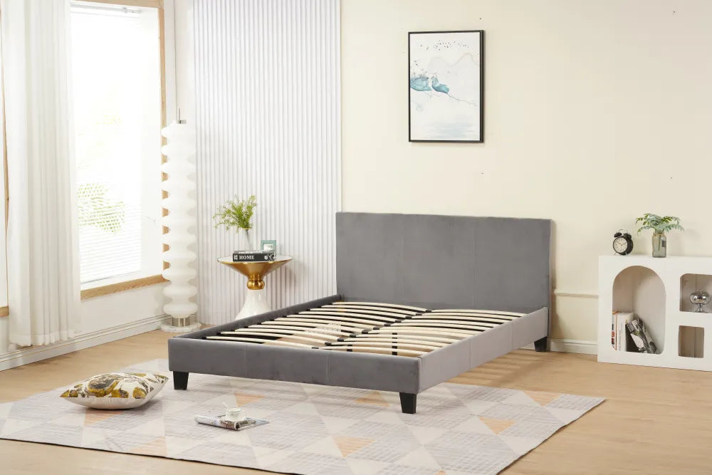Lit 2 places  Beige 140x190 cm  Velours avec sommier intégré MELBOURNE