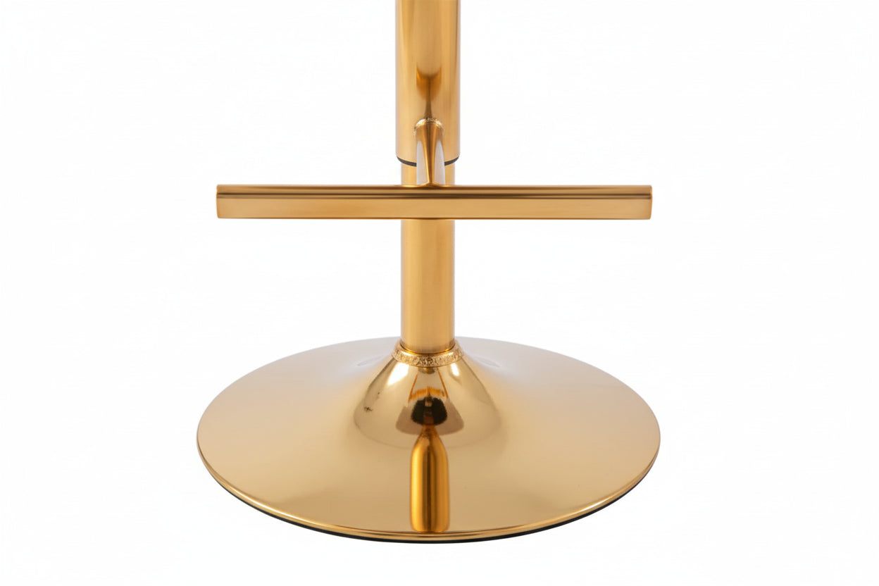 Lot 2 Tabourets de Bar Gabrielle Velours Beige Pieds Gold Hauteur Assise 65cm