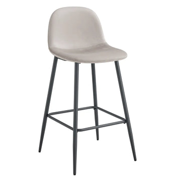 Lot de 2 tabourets de bar SCANDINAVE métal noir velours #couleur_taupe