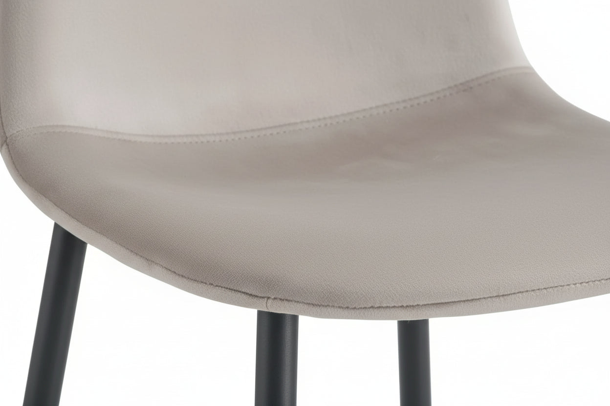 Lot 2 Tabourets de Bar Scandinave Velours Taupe Pieds Métal Noir