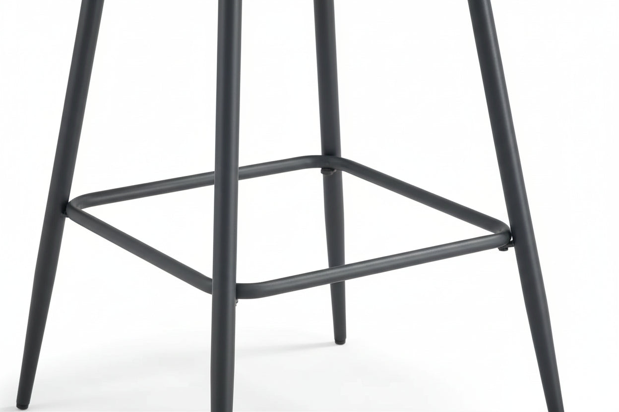 Lot 2 Tabourets de Bar Scandinave Velours Taupe Pieds Métal Noir