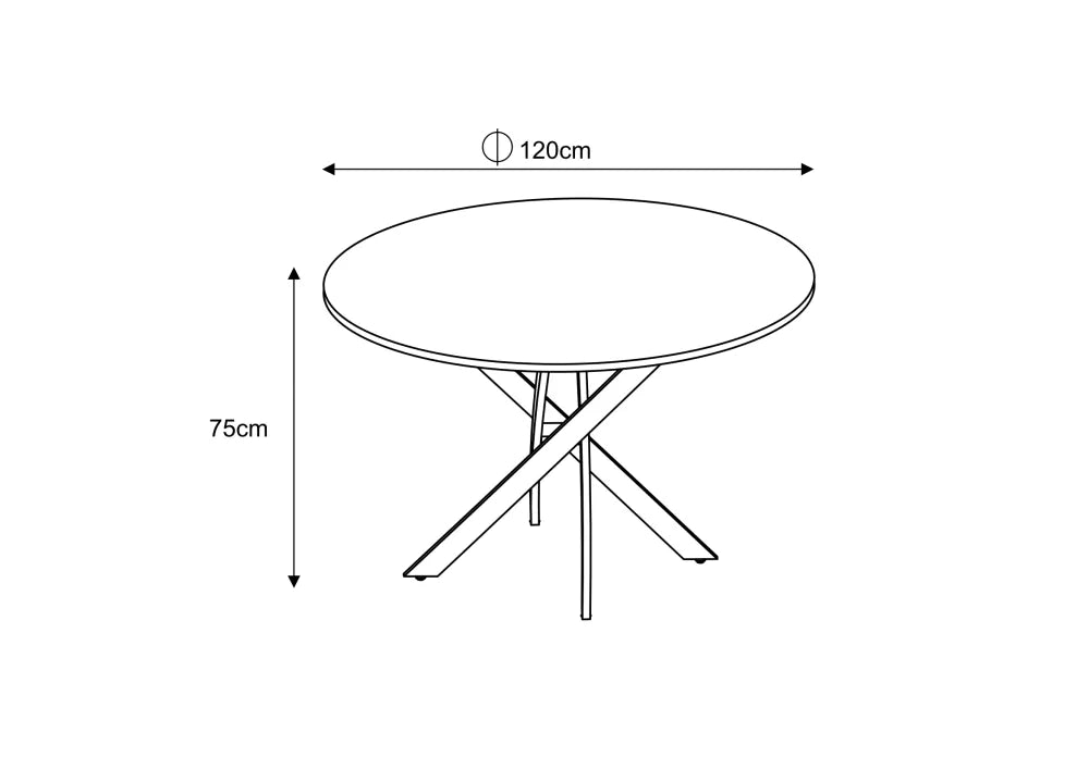 Table à manger JESSICA en bois CHENE pieds métal noir 120 cm