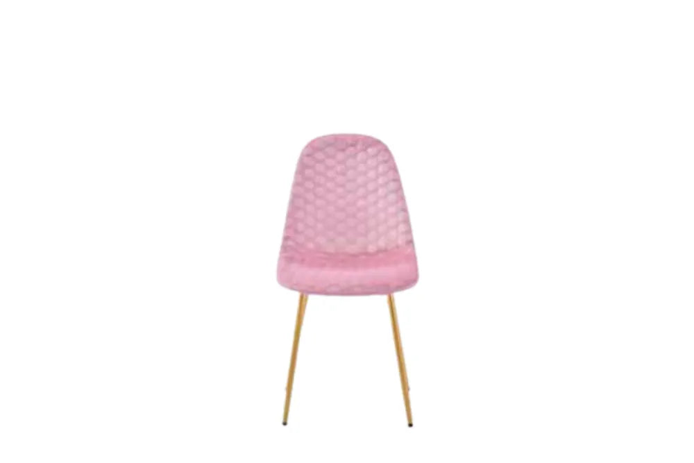 Lot 4 Chaises Salle à Manger Scandinaves Abeille Velours Rose Pieds Gold