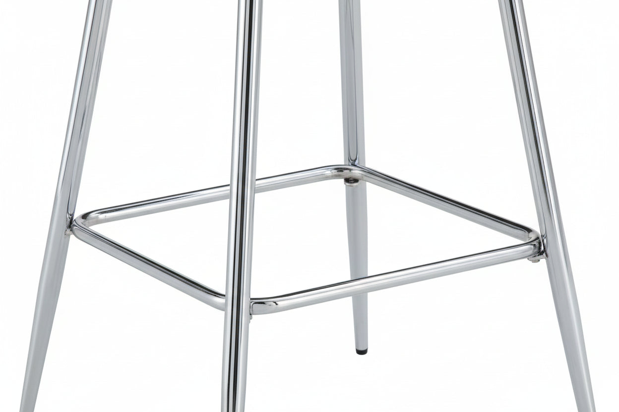 Lot 2 Tabourets de Bar Teddy Velours Anthracite Pieds Chrome 47x36x98cm