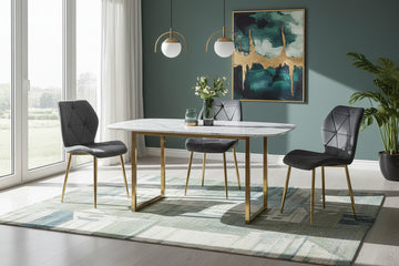 Lot 4 Chaises Salle à Manger Coquillage Velours Anthracite Pieds Gold 46x58,5x87cm