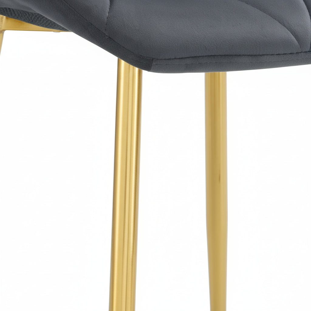 Lot 4 Chaises Salle à Manger Coquillage Velours Anthracite Pieds Gold 46x58,5x87cm