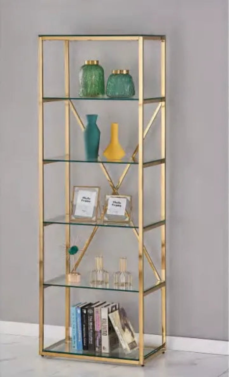 Bibliothèque ARYA en verre Transparent 60x40x180 cm #couleur_gold